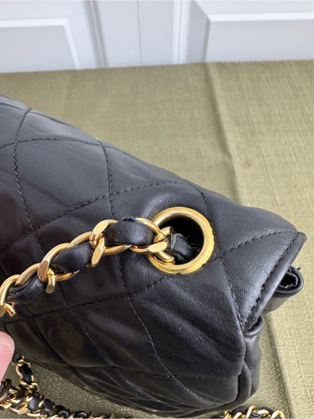 1986 Authentic CHANEL Button Quilted Lambskin Halfmoon Shoulder Bag - Picture 4 of 16